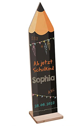 Striefchen® Einschulung Dekoration Holz Aufsteller Stift personalisiert Ab jetzt Schulkind