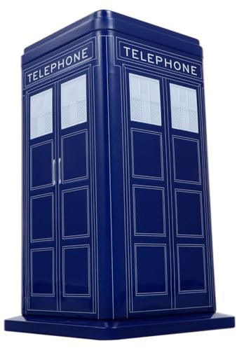 DOITOOL Christmas Cookie Tins Telephone Booth Shaped Christmas Candy Tins Holiday Empty Metal Tins Tinplate Biscuit Baking Boxes with Lids for Xmas Party Blue