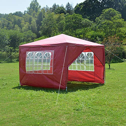 PE Garden Gazebo Marquee Canopy Party Tent 3 x 3m Waterproof Gazebo with 3 Zip Up Side Panels