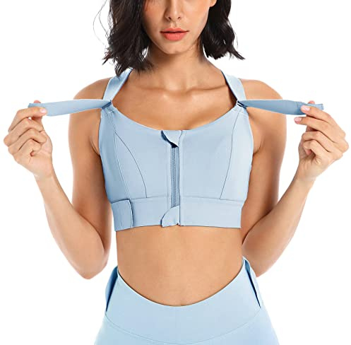 FEOYA Sujetador Deportivo Push Up con Tirantes Ajustables para Mujer Sostén Deportivo para Bra Top Transpirable Tela Suave L