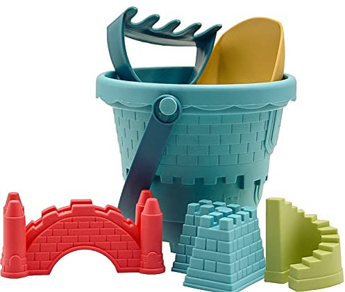 Uposao Strandspielzeug Set, 6 Stück Sandkasten Spielzeug Mit Sandeimer,Schaufel, Sandrechen, Sandfilter, Sandburg Modell (Zufällige Farbe Und Modellierung) Für Kinder Reise Sand Strandspielzeug