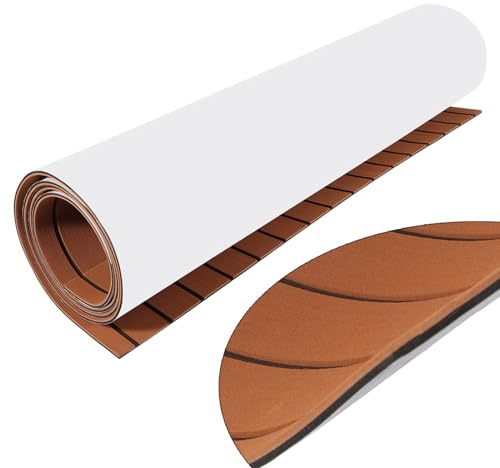 KEESUNG Schaum Boot Decksbelag, Eva Teak Bodenbelag Schaum Deckbeschläge Matte Schaum Boot Yacht Boden rutschfest Matte Marine rutschfest Boden Deck Teppich Selbstklebend Matte, Braun und Schwarz