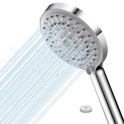 FASDUNT Pommeau de Douche Haute Pression et Anti-Calcaire (Économie d'eau de 49%), 5 Modes de Jets, Effet de Surpression de 200%