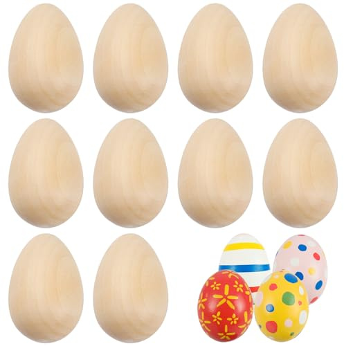 10 Stück DIY Ostereier Set, Massiv Holz-Eier, Ostereier Aus Holz Geschenke für Liebende Jungen Mädchen Kinder Freunde