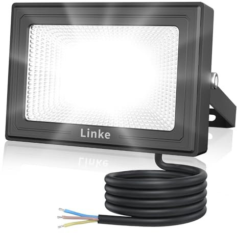 Linke 60W LED Floodlight Outdoor, 5200LM LED Security Light, Super Bright Work Light 6500K Daylight White, IP66 Waterproof Outdoor Lights for Garden, Porch, Backyard, Garage & Warehouse