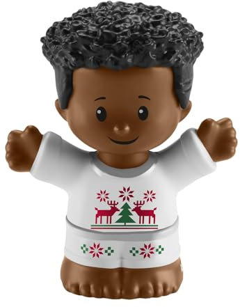 Fisher-Price Replacement Part Little-People Advent Calendar Christmas Playset - HGP72 ~ Replacement African-American Little Boy Figure Wearing White Reindeer Outfit ~ Works Great with Many Sets!