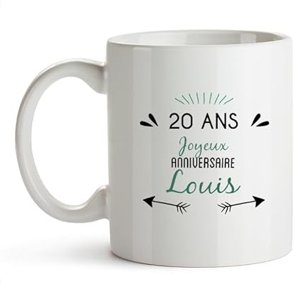 CADEAUX.COM - Mug personnalisable pour Homme de 20 ans - Message Personnalisable - Mug Personnalisé - Cadeau Anniversaire - Cadeau Homme