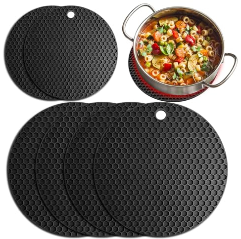 Topfuntersetzer (6er Set), Premium Silikon Untersetzer， Multifunktional Hitzebeständig rutschfest Silikon Topflappen Spülmaschinenfest, Runder Untersetzer Unterlage für Töpfe Pfannen