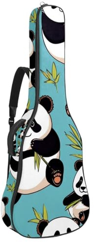 Gitarrentasche, wasserdichte Tasche für 40/41/42 Zoll Akustikgitarre mit Zubehörfach, schützende Gigbag mit mehreren Taschen, süßer Panda auf Blau, mehrfarbig, 42.9x16.9x4.7 in, Gitarrentasche