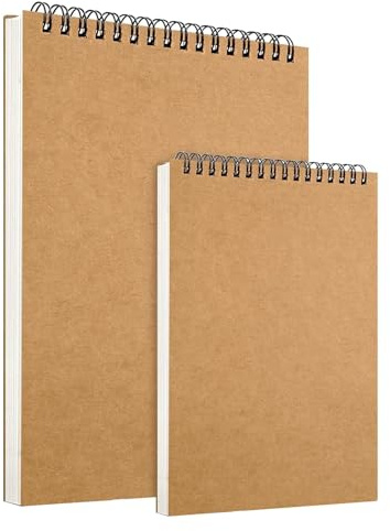2Pcs Sketchbooks, A4+A5 Hardback Sketch Book, 60 Sheets/120 Pages, 200GSM Thick Paper, Spiral Bound Sketch Pad, Drawing Pad for Artists Children Adults(29.7 * 21+21 * 14.8cm)