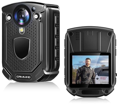 CAMMHD W1 HD 3840 * 2160P Body Cam, 10–12 Stunden Videoaufzeichnung, IP68 wasserdicht, H.265-Videocode, Nachtsicht-Bodycam, tragbare Körperkamera mit 2 um 360° drehbaren Clips (mit 64GB TF-Karte)