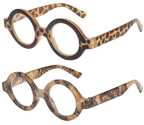 AOOLIA 2er-Pack Runden Lesebrille Damen, Anti-Blaulicht-Gläsern Gläser, Ultraklare Sicht Männer Frauen Lesehilfe