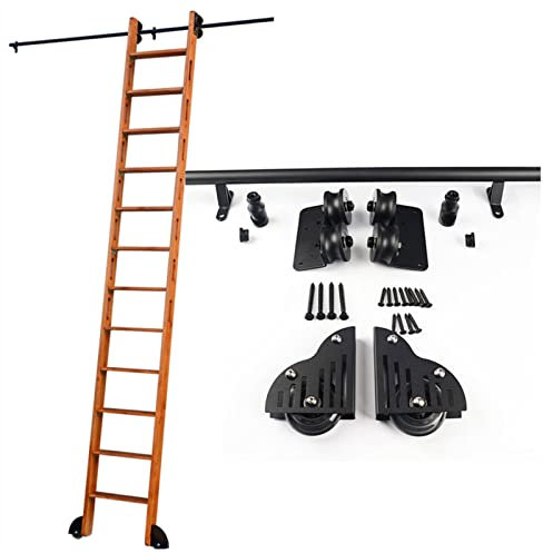 Rollbare Bibliotheksleiter, Gleitschienen-Hardware-Kit, 2 m, 3 m, 4 m, 5 m, 6 m | Gleitleiterschiene für Bibliotheksleiter, Schrankset, Stange, Lager, Rollensystem (ohne Leiter) (Größe: 10 F