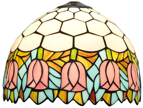 ZXMJYHK Abat-jour de style Tiffany, abat-jour en verre teinté tulipes roses de 12 pouces, accessoires de remplacement for lampe de table, suspension, plafonnier