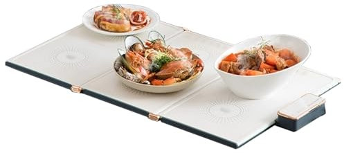 Chauffe-Plats Électrique, Chauffe Assiette, Chauffage Rapide, Fonction de Synchronisation, Facile a Nettoyer, Pliable, pour Buffets, Dîne, Fêtes, Cuisines