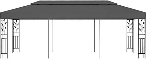 Auvent pavillon pergola tente de pâturage - Tonnelle 3 x 6 m - Anthracite - Pour camping, événements, fêtes, terrasse