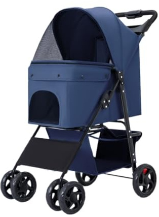 Hundvagn, hundvagn, hundvagn, kattvagn, hopfällbar hundvagn, 4 hjul, husdjursvagn, kattvagn med förvaringskorg för små medelstora hundar, katter, hundvagn, hundbuggy (B)