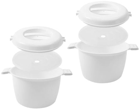 HOLIDYOYO 2piezas Olla Arrocera De Microondas Recipiente Multifuncional Para Cocción De Arroz Contenedor Reutilizable Alimenticio Para Comidas Calientes y Almuerzos