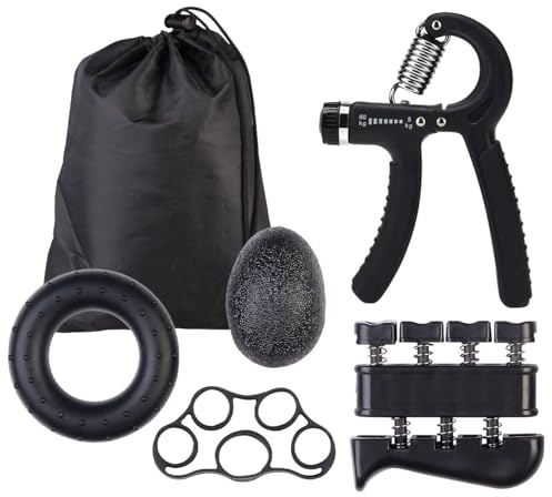 Speeron Handtrainer Ball: 6-teiliges Handtrainer-Set inkl. Handgriffstärker, Stressball & Beutel (Fingertrainer Ball, Fingertrainer, Hantel)