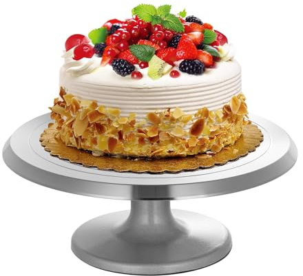 CROWNSHOP 12 Inch Cake Turntable Cake Stand Turntable Cake Decorating Aluminium Alloy Cake Decorating Turntable Aluminium Alloy Rotating Cake Stand for Cake Decoration