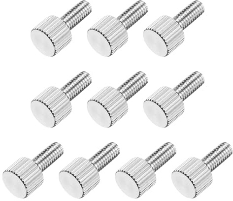 sourcing map 10 Pcs M4 x 10mm Knurled Thumb Screws, 304 Stainless Steel Flat Head Knurled Fully Threaded Thumbscrew Bolts Fasteners for Home, Electronic, Machine