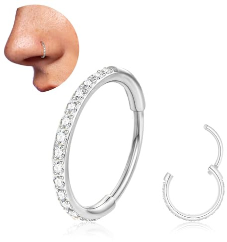 20G Nasenpiercing Titan Ring Gold Silber Nasenring Hypoallergen Medizinische Nasenpiercing Chirurgenstahl Helix Piercing Nase Ringe Zirkonia Nasenring Schmuck für Damen 6/8/10mm