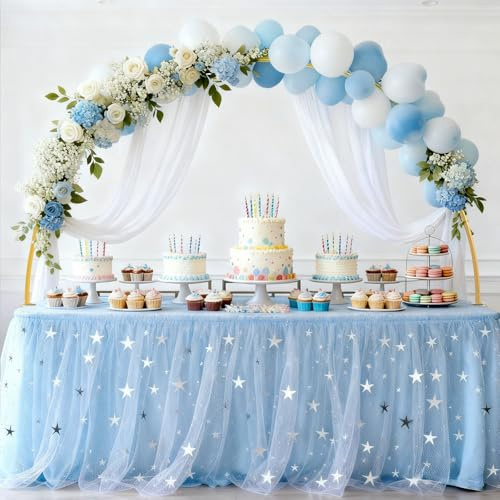 PlusFive Semi-Circle Over The Table Rod Stand with Clamps, Adjustable Half Round Table Arch with Clamps Gold Metal Table Arch Stand Over Table Hanging Rail for Christmas Birthday Banquet Anniversary