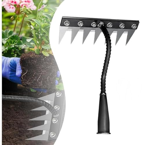 Rastrillo de hierro para deshierbar de jardín, rastrillo de hierro resistente, rastrillos de acero al carbono, rastrillos de hierro para jardinería y deshierbe, es una herramienta ideal para los