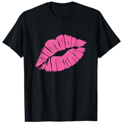 Beso Fucsia Audaz Mujer Ámate Moda Retro Estilo Años 80 Camiseta