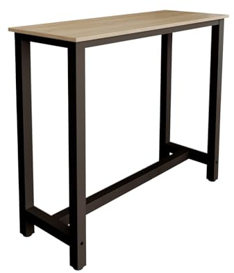 MB Muebles Bonitos | Mesa Alta de Cocina | Estilo Industrial | Modelo Ani | Barra de Cocina Estrecha y Desayunador | Patas de Metal y Melamina Mate | Color Negro | 120x100x40 cm
