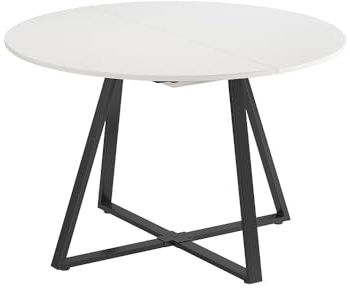 Vicco Esstisch Loyd, Weiß/Schwarz, 120-160 x 120 cm