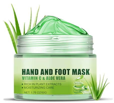 Vitamin C & Aloe Vera Hand- und Fußpeeling-Maske, Reparatur von rissigen Fersen, Entfernung von Hornhaut und abgestorbenen Hautzellen, Verbesserung von rauer, trockener Haut, feuchtigkeitsspendend 50g