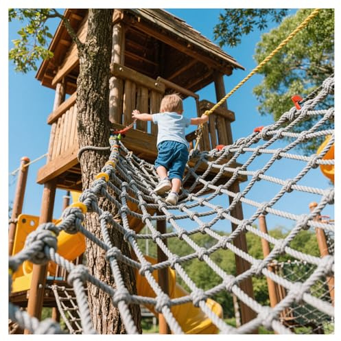 Outdoor-Kletternetz, 1 x 1 m, Gepäcknetz für Spielplatz, Baumhaus, Schaukelset, Hindernislauf, Training, Seil, Leiter, Zubehör für Kinder und Erwachsene