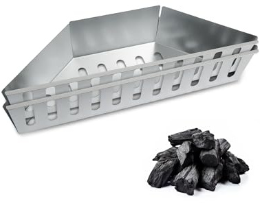 2 cestini a carbone, ad alta temperatura, resistenza alla corrosione, diretto e indiretto, per bricchette, trucioli di legno, carboni, griglie