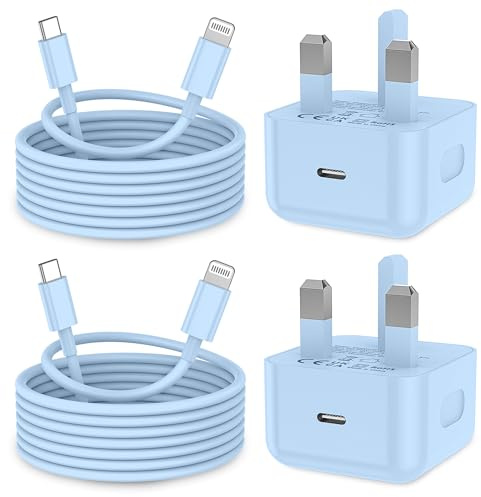 KTDRJN for iPhone Fast Charger, 2Pack PD20W Apple Charger 3.0A, iPhone charger fast charge with USB C to Lightning Cable 2M for iPhone 14 13 12 11 Pro Max XS XR X 8 7 6 Plus 5, iPad and iPod-BLUE