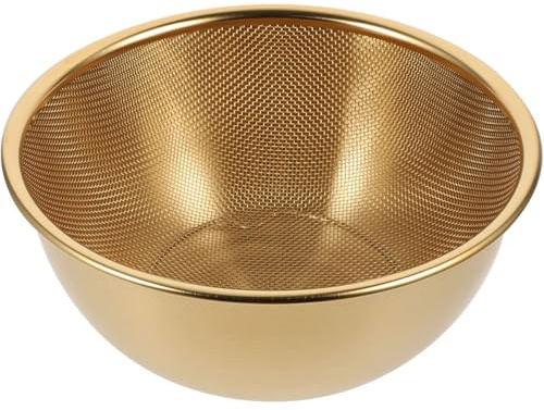 Amosfun Colini e Scolapasta a Maglia Fine 2 Pezzi in Acciaio Inox 24 CM Oro per Lavare e Scolare Frutta e Verdura in Cucina