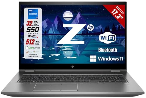 HP ZBook Fury 17 G8 Workstation Laptop - Display 17.3 FHD - Intel i7-11800H 8 core 2,3 GHz - SSD 512 Gb Ram 32 Gb - GPU T1200 4Gb Win 11 Pro Grigio (Ricondizionato)