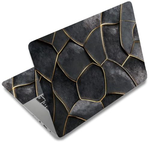SUPERDANT Black and Gold Laptop Skin 38x27cm Pvc Laptop Decal | 3 Pcs Black Maze Removable 15.6 Inch Trimmable Notebook Sticker Reusable Cover For 12 13 14 15 15.6 Inch Notebook Colorful