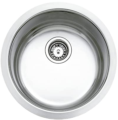 TEKA Fregadero Encastrado 1 Cubeta en Acero Inoxidable 18/10, Profundidad 18cm, Válvula Canasta 3 ½”, Embellecedor de Rebosadero, Incluye Accesorios de Fijación, Para Mueble de 45cm, Modelo BE 39.