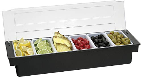 Cocktail Bar- und Zutatenbehälter mit 6 Einsätzen a 473 ml, Kunststoff, Schwarz