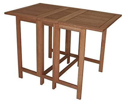 gartenmoebel-einkauf Doppel Klappentisch Balkon Tisch 107x65x74cm rechteckig, Eukalyptus geölt, braun, FSC®-Zertifiziert