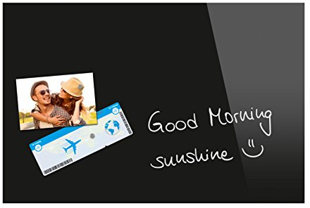 Sigel B1201 Glas-Magnettafel BeBoard schwarz, 60 x 40 cm, Memoboard magnetisch & beschreibbar, incl 2 Neodym-Magnete, rahmenlos, für Wohnung und Büro