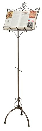 Biscottini Leggio per libri da terra 46x32x140 cm | Porta libri da terra in ferro | Leggio musicale regolabile | Supporto menù per ristorante