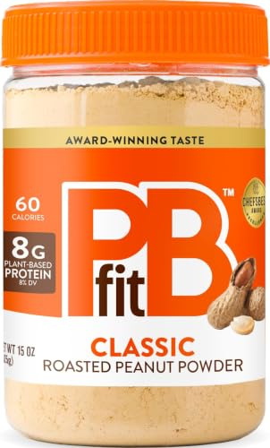 PBfit 15 Ounce Classic Peanut Butter Powder, Powdered Peanut Butter Spread From Real Roasted Peanuts, 8g of Protein 8% DV, Gluten-Free, 60 calories, 87% less fat (Pack of 1)