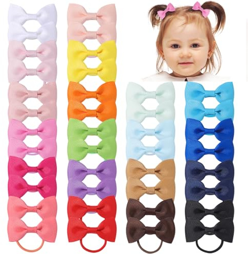 40 st hårrosetter för baby, flickor, hårband, elastiskt pannband, hästsvans, hållare, gummiband, hårrep, hårtillbehör för barn, småbarn, små flickor