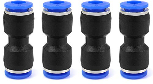 QWORK Gerade Pneumatik Steckverbinder, Pneumatikverbinder, Steckanschluss für Luft & Wasser, 6mm, 4 Stück