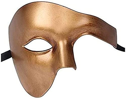 THE GOOD LIFE MENS ANTIQUE GOLD HALF FACE PHANTOM QUALITY VENETIAN MASQUERADE CARNIVAL PARTY EYE MASK