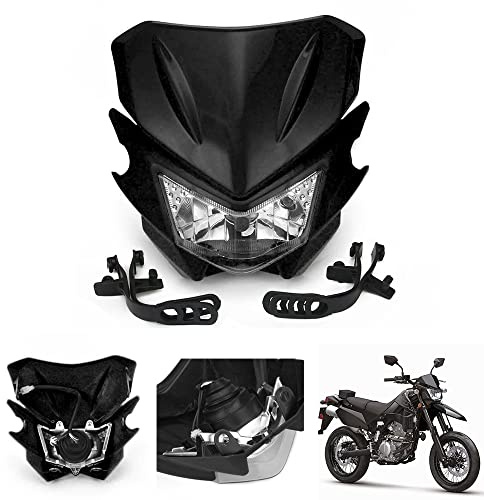 AnXin Dirt Bike LED Headlight,Motorcycle Head Light Universal for KLX300 KX250 KLX140 KLX230R KLX300R KLX110 KX125 KX450F KX250F KDX200 Dirt Pit Bike Supermoto Black