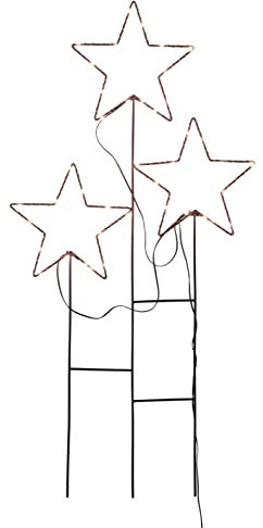 LED Metall Gartenstecker Sterne mit Timer - 80 x 41 cm - Garten Deko Beleuchtung mit Erdspieß - Weihnachten Advent Winter Outdoor Dekoration mit Timer Funktion Batterie betrieben