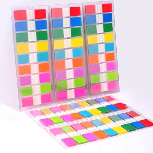 Sticky Notes,moinkerin 900 Stücke Haftnotizen Tabs Haftstreifen Transparente Haftnotizen PET Mehrfarbig für Lesezeichen,Studieren,Büro,Schulplaner Memo